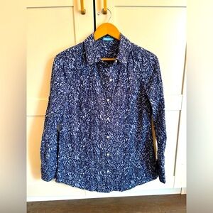 J McLaughlin Lois Blouse Blue Beatriz Long sleeve top cotton casual summer vacay